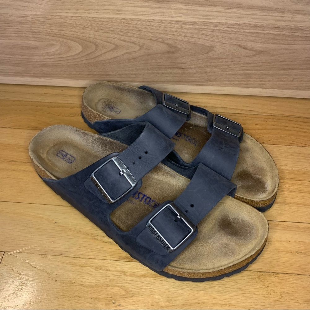 Black Suede Double-Buckle Slide Sandals - Birkenstock Style - Picture 2 of 7
